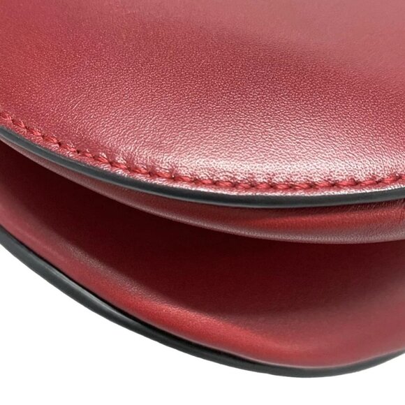 Auth DIOR/ChristianDior Saddle Bag - Red Leather Shoulder Bag - Picture 9 of 16